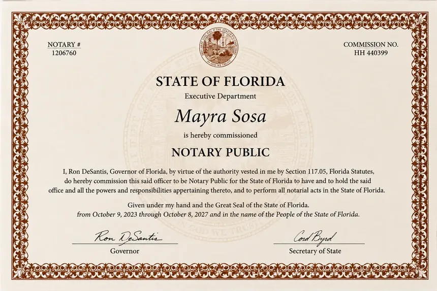 Notary Public – State of Florida · Mayra Sosa
